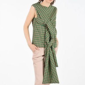 Dries Van Noten Plaid Top with bow